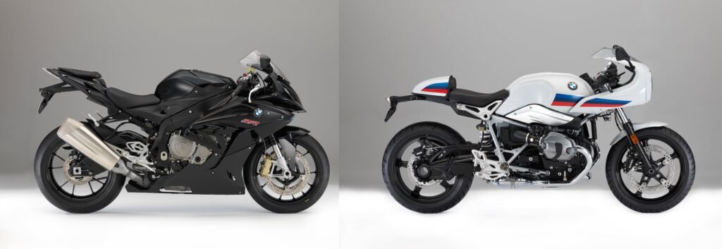 BMW R nineT Racer RHS vs S 1000 RR position