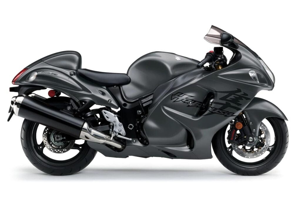 Suzuki in graphite grey Hayabusa — still a beautiful motorcycle after all these years