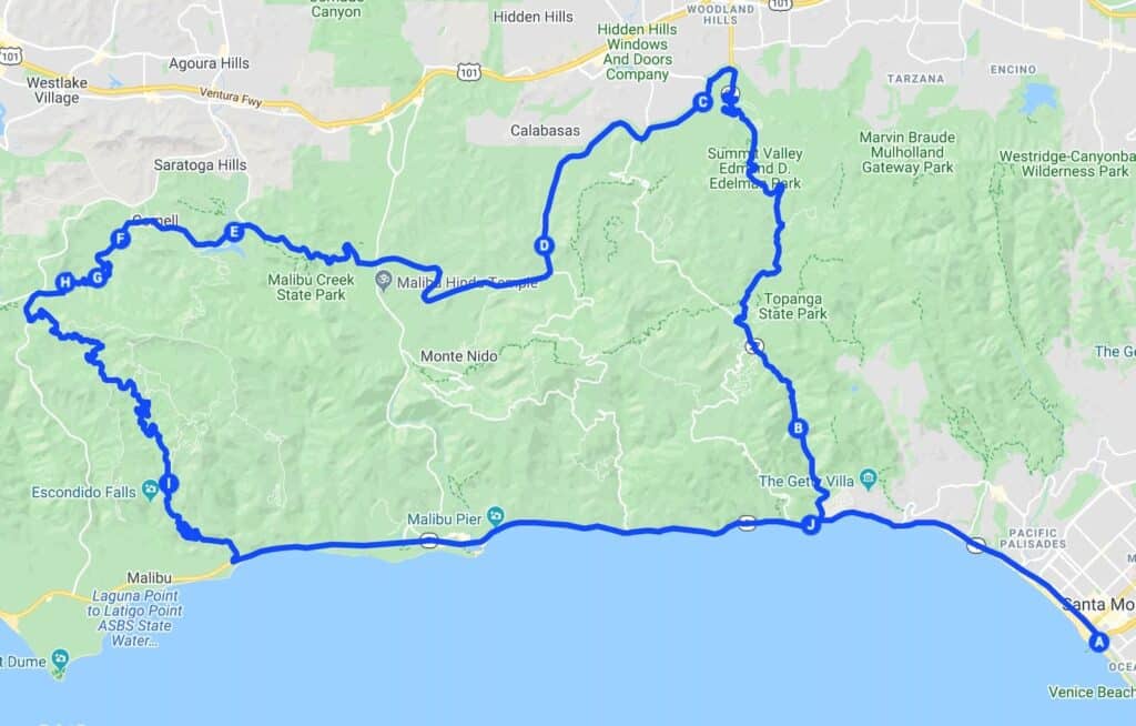 great motorcycle route south of los angeles