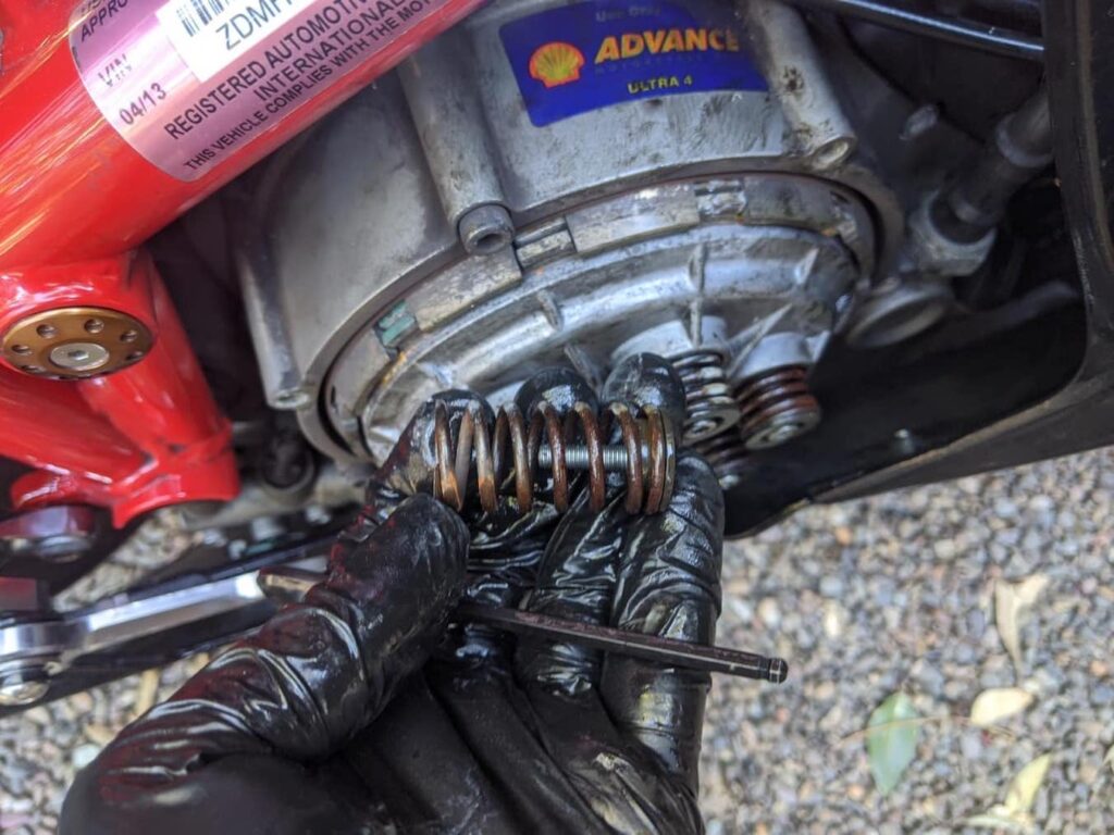 rusty clutch springs in a ducati motorcycle