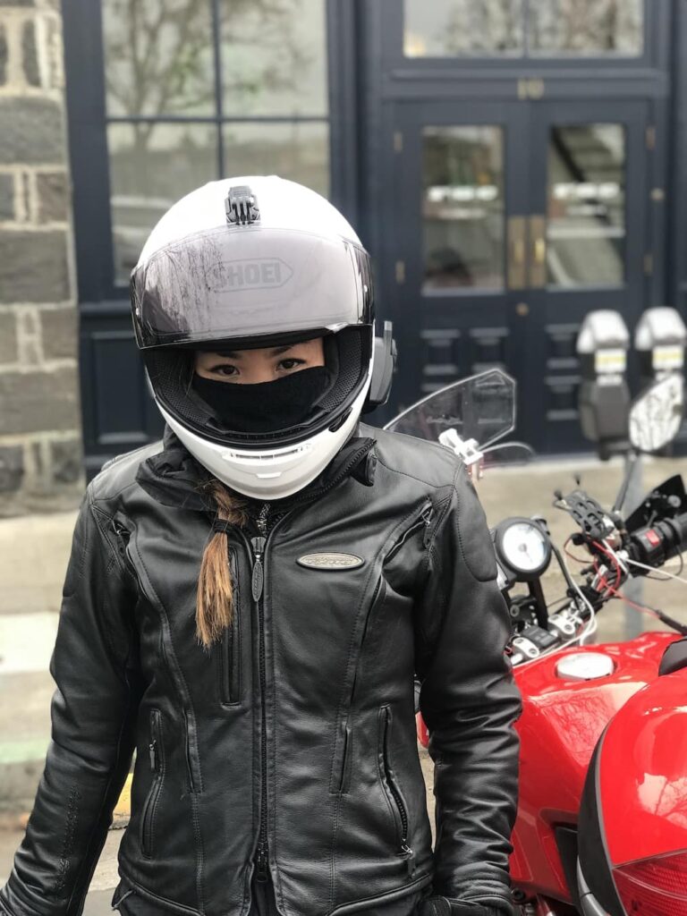 girl wearing Shoei RF-1200