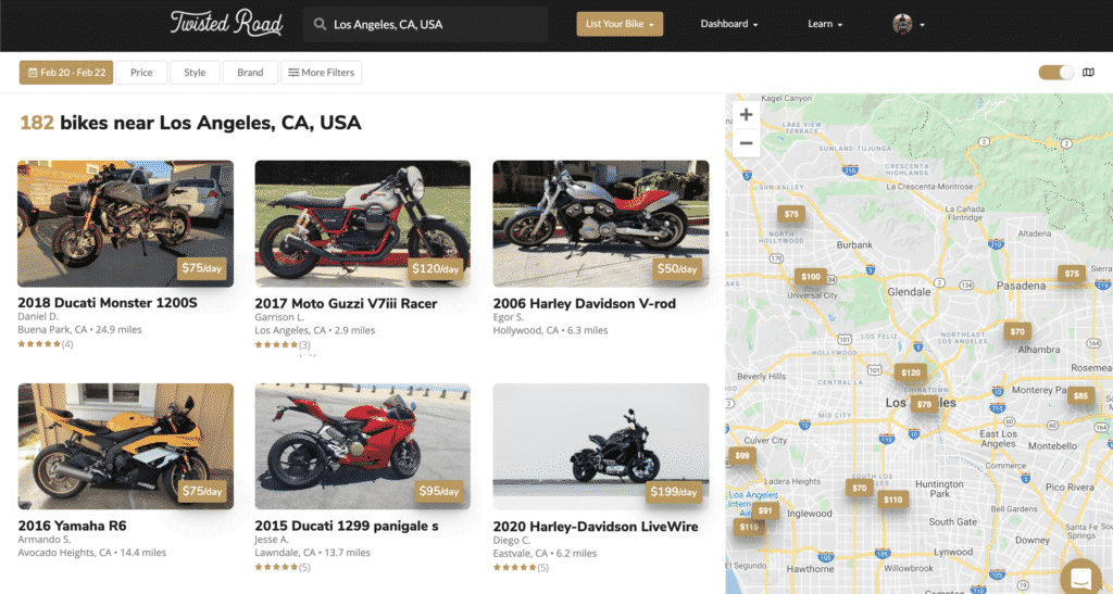 Twisted road motorcycles available near Los Angeles, CA