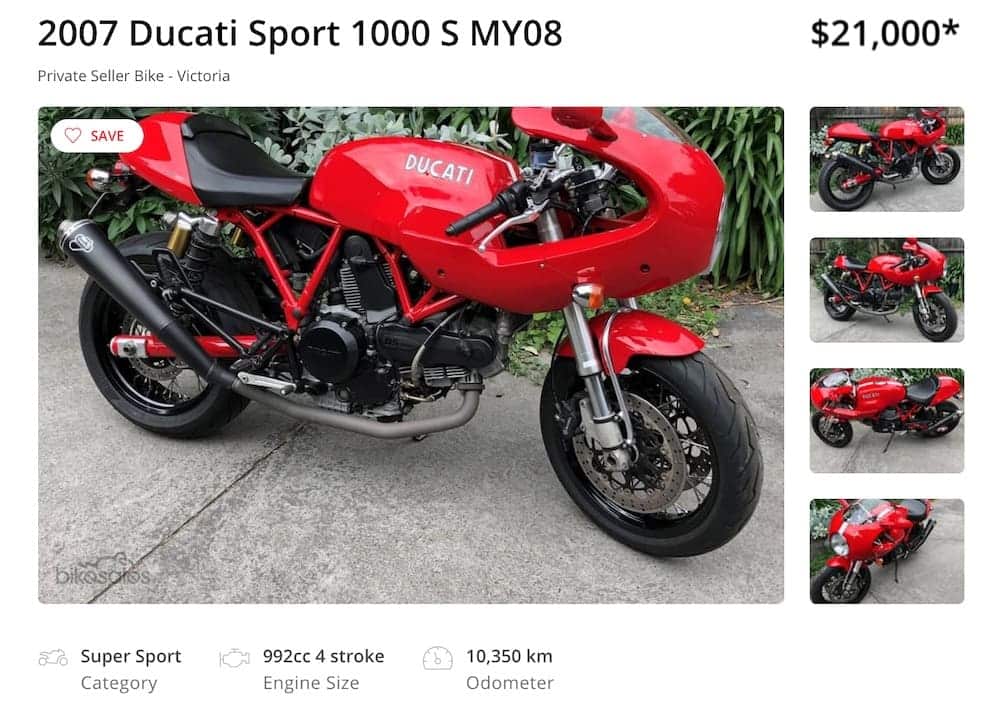 Ducati Sport with a termignoni exhaust for sale in Australia