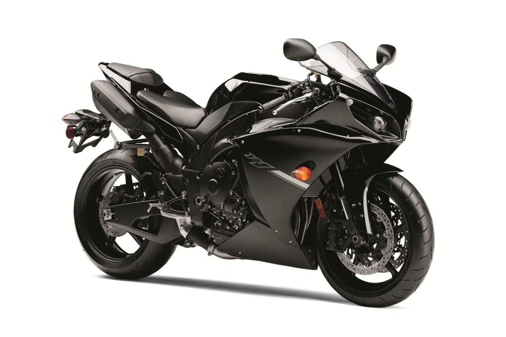 black yamaha r1 2012 on track with traction control