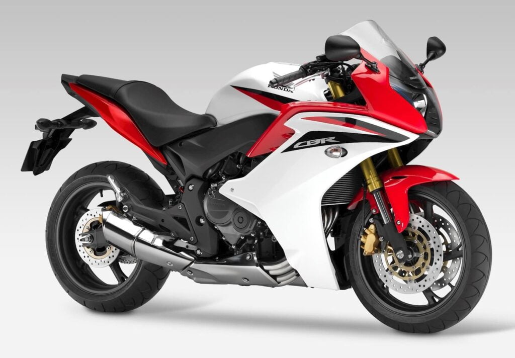 Red and white Honda CBR600F