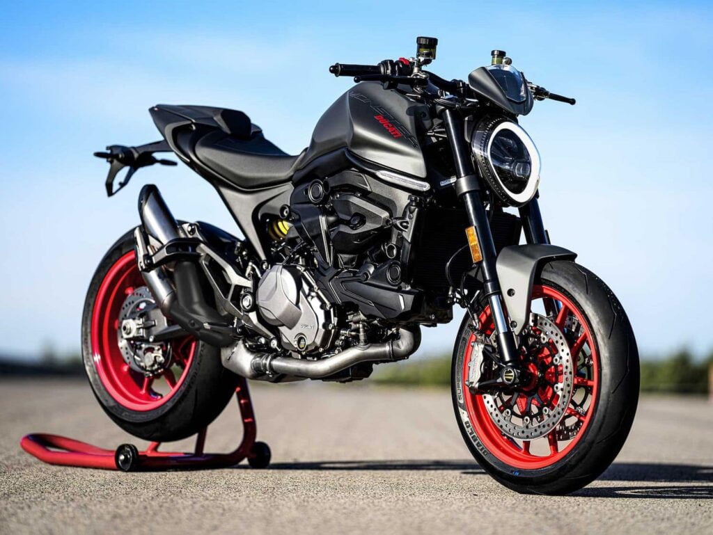 The 2021 Ducati Monster 937 RHS view on a wheelstand