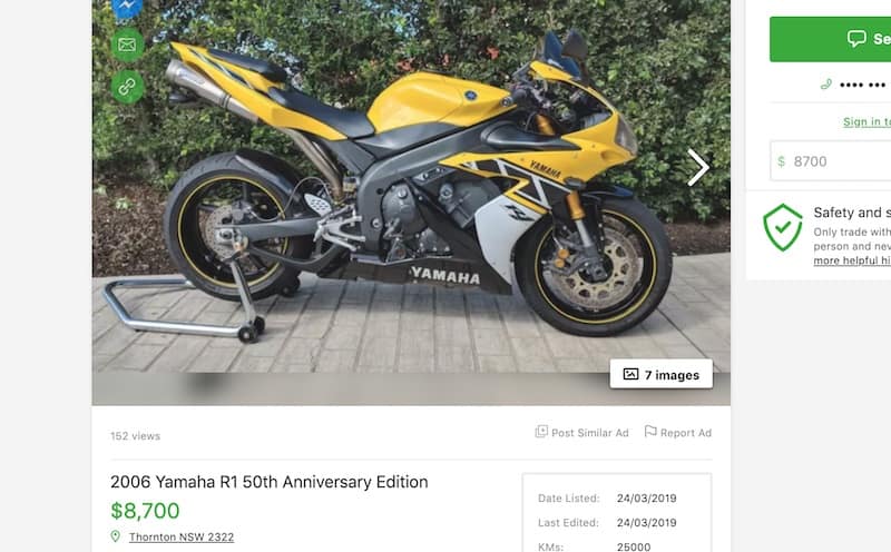 A 2006 Anniversary Edition Used Yamaha R1 for sale in Australia