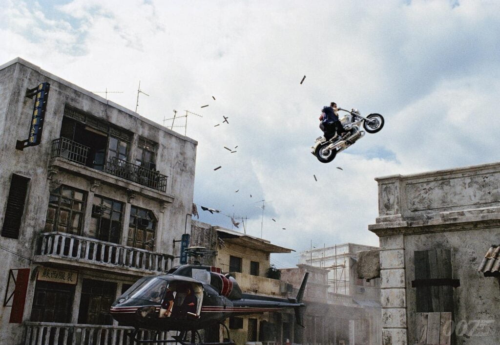 BMW R1200C in jump stunt scene in James Bond Tomorrow Never Dies