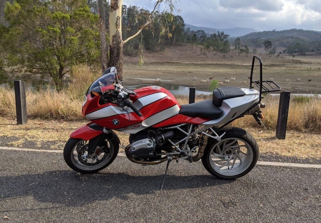 BMW R1200S parked outside Brisbane