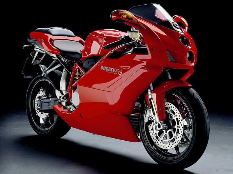 A red Ducati 999 - a sharp change in design language