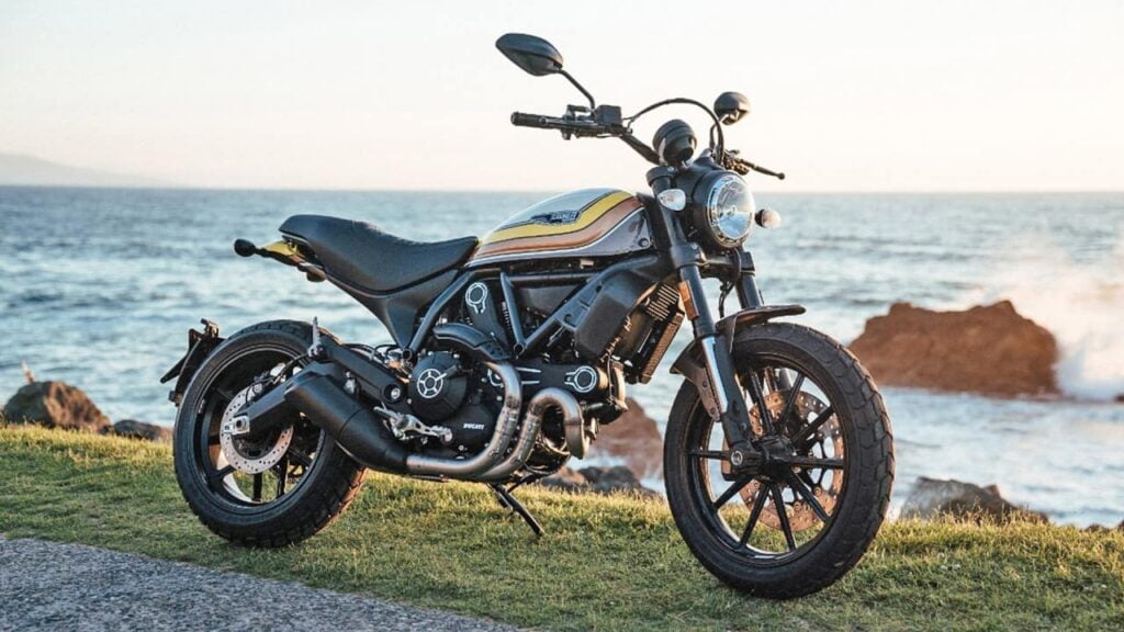 Ducati scrambler by the beachside. This is the main alternative to the triumph scrambler