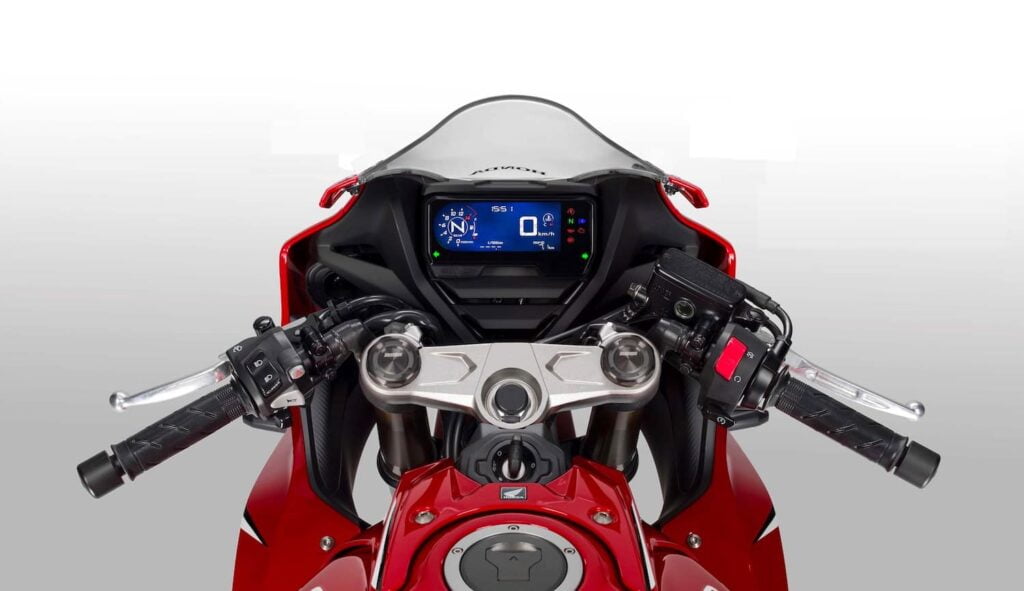 Dash and controls of the Honda CBR650R