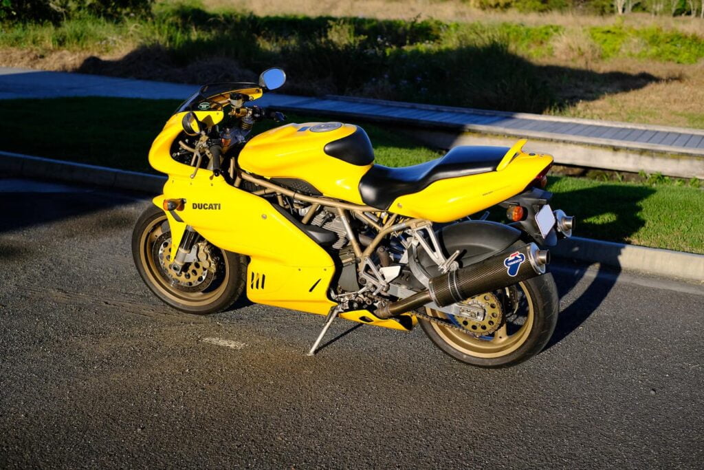 Yellow Ducati Supersport 900 900SS - left side view