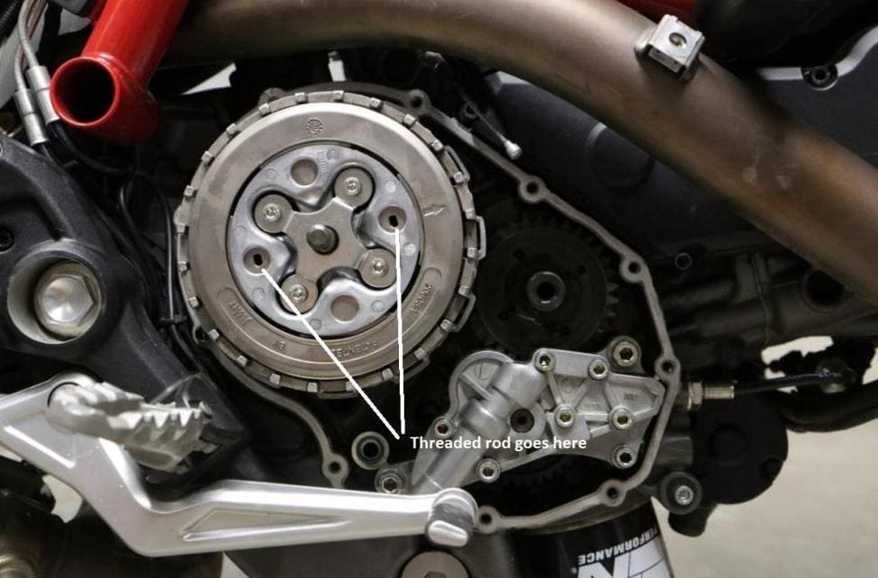 Put threaded rod in these holes to secure hyperstrada clutch