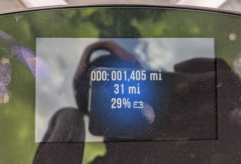 Range on a Harley-Davidson LiveWire - display on screen