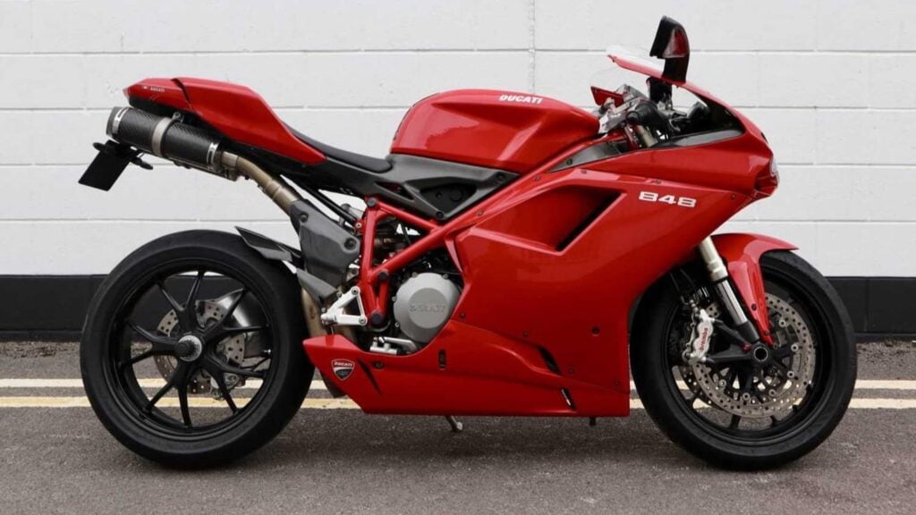 Red Ducati 848 in stock form