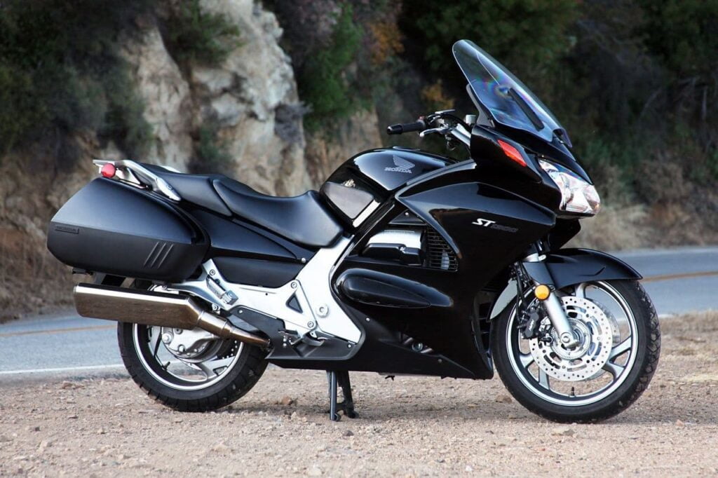 Black honda ST1300 V4 motorcycle