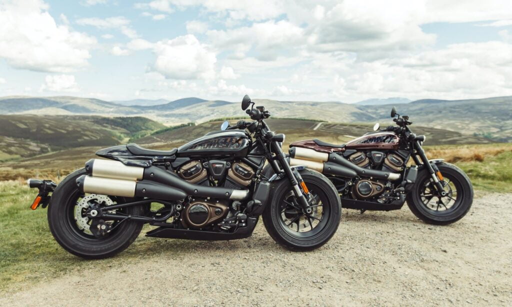 2021 Harley-Davidson Sportster S Revolution Max 1250T two side by side in mountains