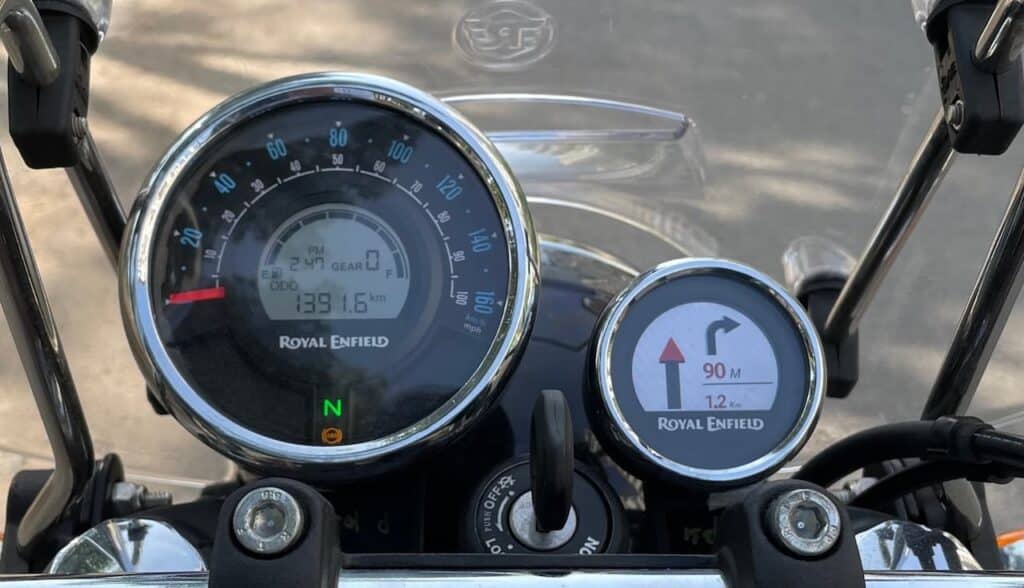 Tripper on-board navigation on the royal enfield meteor 350