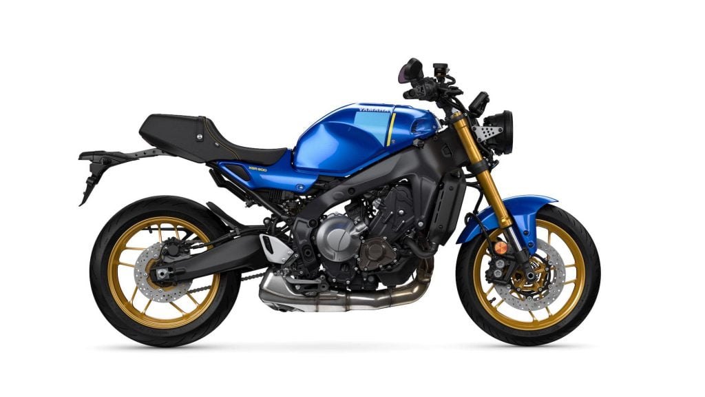 2022 Yamaha XSR900 indoor studio blue RHS