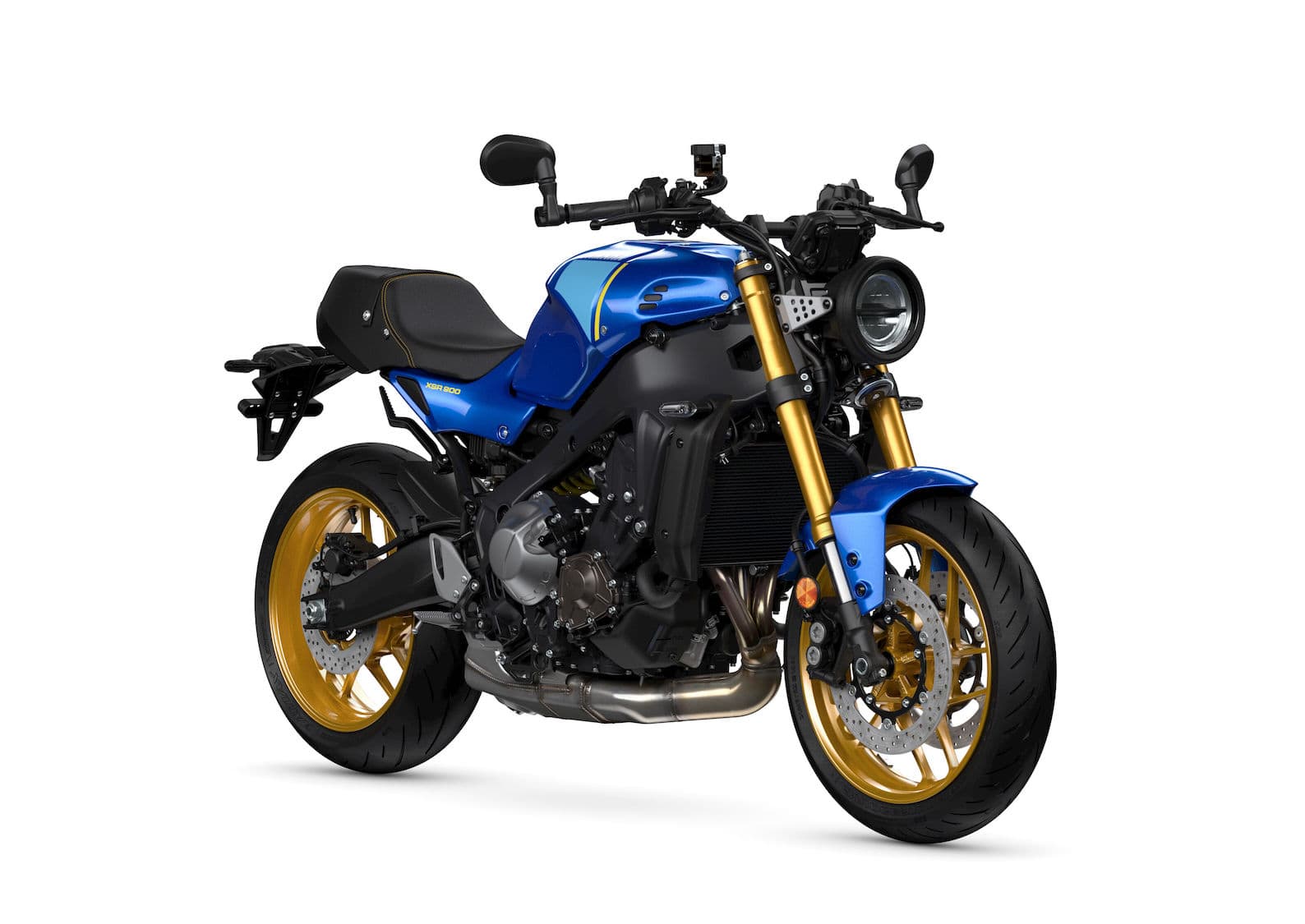 2022 Yamaha XSR900 indoor studio blue RHS front