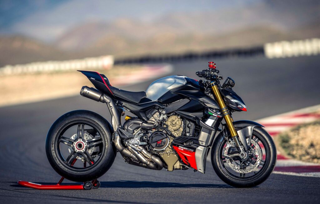 2023 Ducati Streetfighter V4 SP2 RHS Static on track