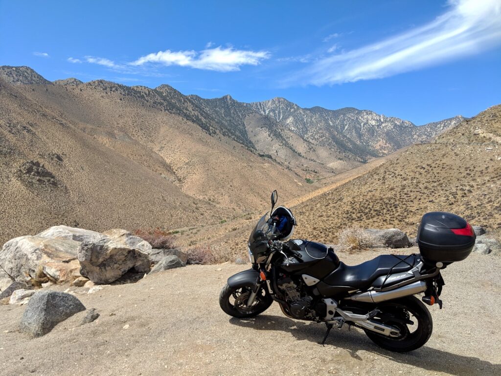 Honda 919 CB900F Hornet LHS parked in mountains