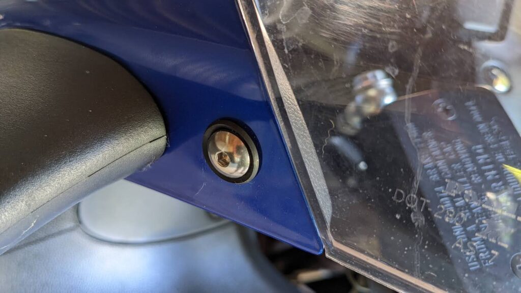 Hayabusa LED light conversion — hex bolts on outside fairing