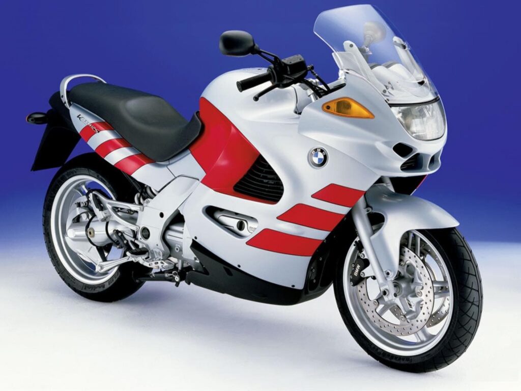 Silver and red BMW K 1200 RS RHS