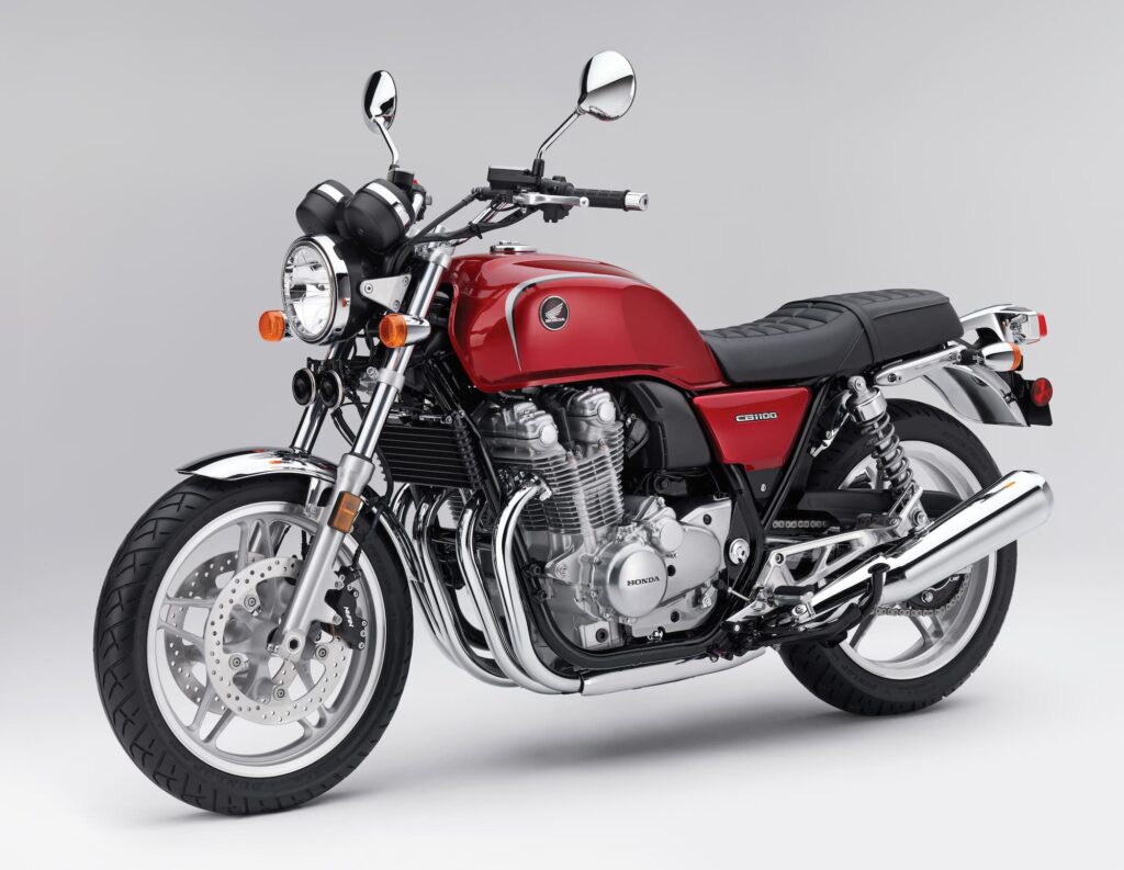 2014 Honda CB1100 DLX Deluxe Red Studio LHS front 3-4
