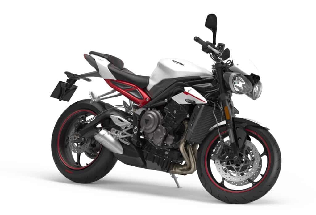 2017-2019 Triumph Street Triple R Studio white RHS front 3-4