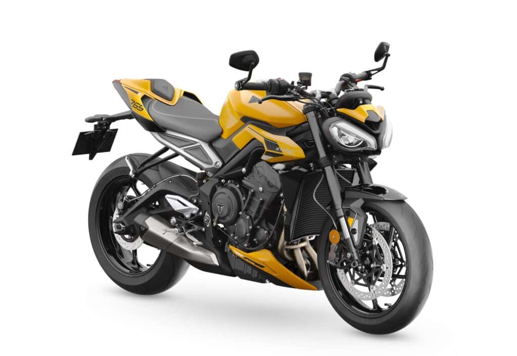 2023 Triumph Street Triple RS Cosmic Yellow RHS 3-4