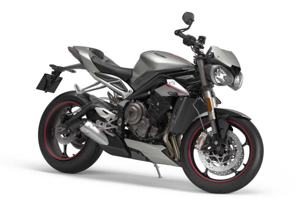 Triumph Street Triple RS Studio Silver RHS 3-4