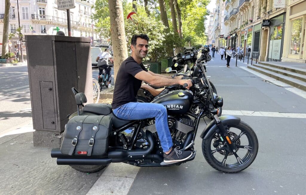 Dana sitting on 2022 Indian Chief