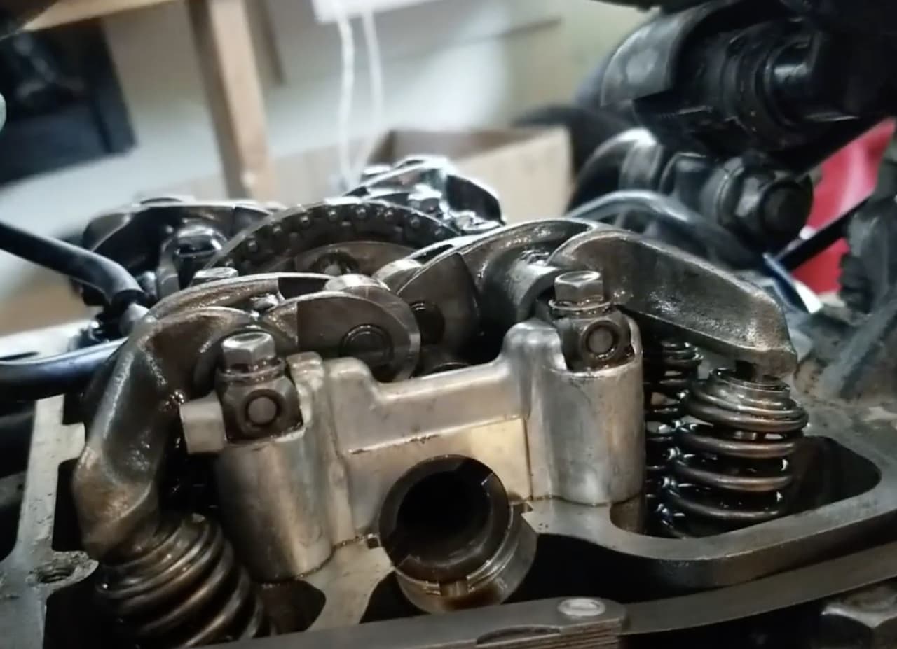 Motorcycle Camshaft and Valve Train Types Explained 20 Valve clearance inspection on a Triumph 1200 engine