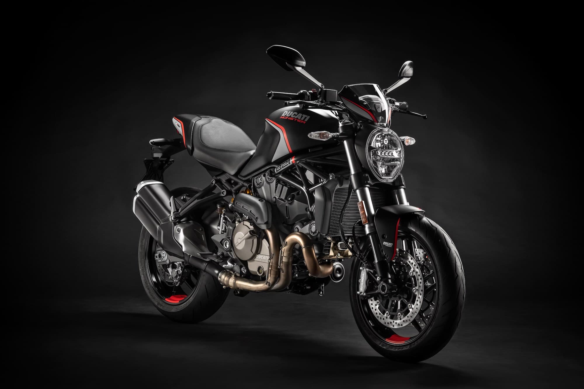 2019 Ducati Monster 821 Stealth studio RHS 3-4