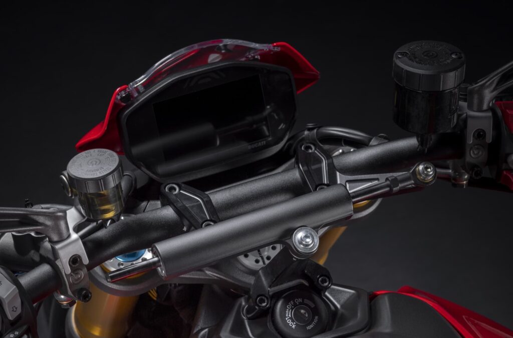 2023 Ducati Monster SP dash and steering damper.jpeg