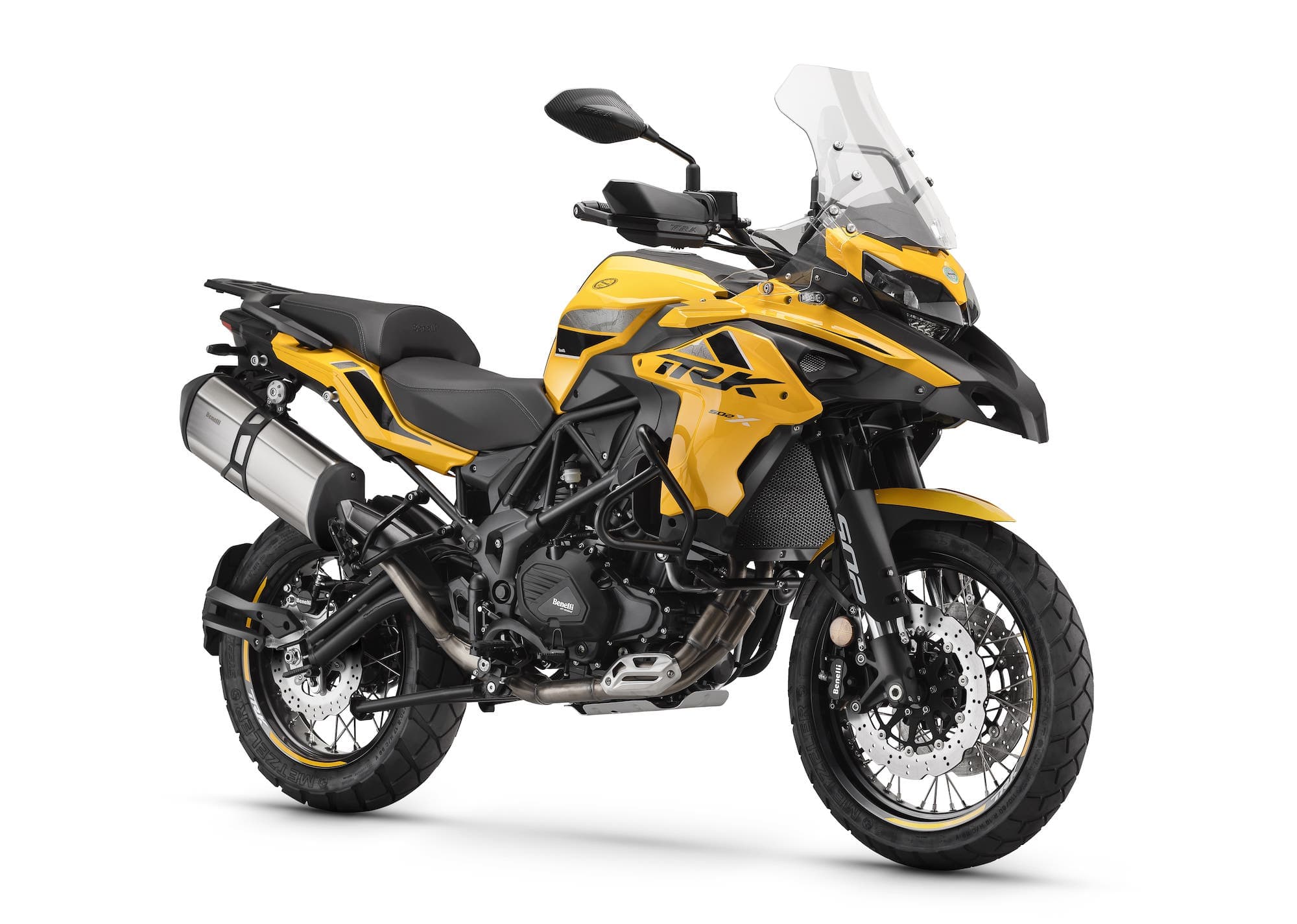 All the Compact Adventure Motorcycles — Complete 2026 Comparison 2 Benelli TRK 502 X in yellow from the right-front three-quarter angle