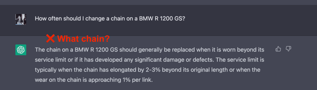 ChatGPT for motorcycles chain on BMW R 1200 GS