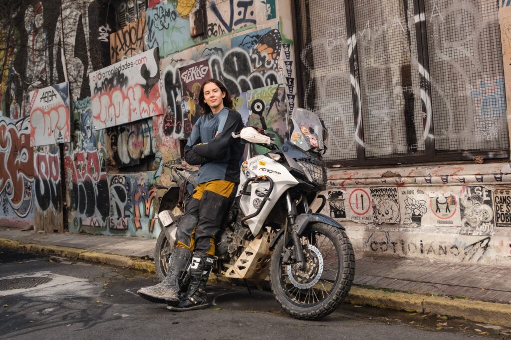 Bridget McCutchen Buenos Aires with motorcycle