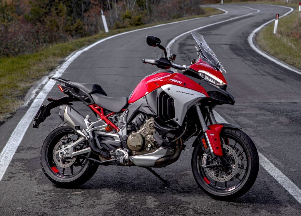 Ducati Multistrada V4 S RHS static on winding road