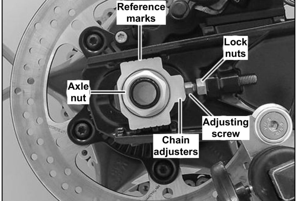 KTM 890 SMT adjusting chain tension 5
