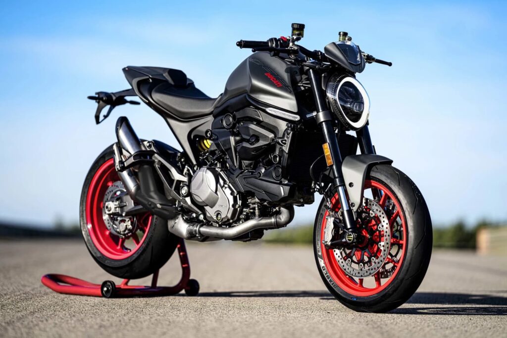 2021 Ducati Monster+ 937 side profile on track
