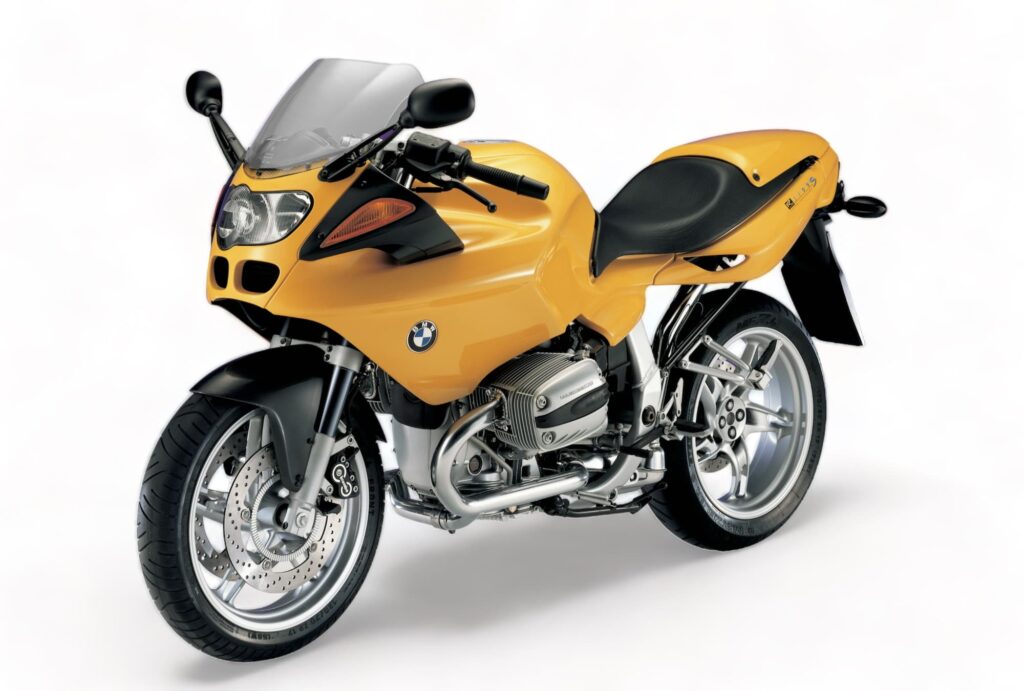 BMW R 1100 S Yellow LHS 3-4 white background
