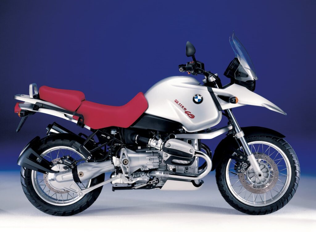 BMW R 1150 GS, RHS studio image, red and silver color