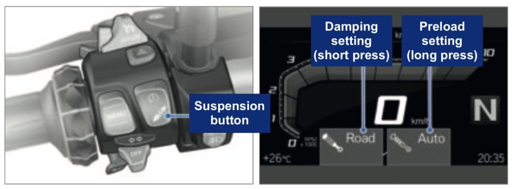 BMW R 1250 GS adjust suspension with Dynamic ESA