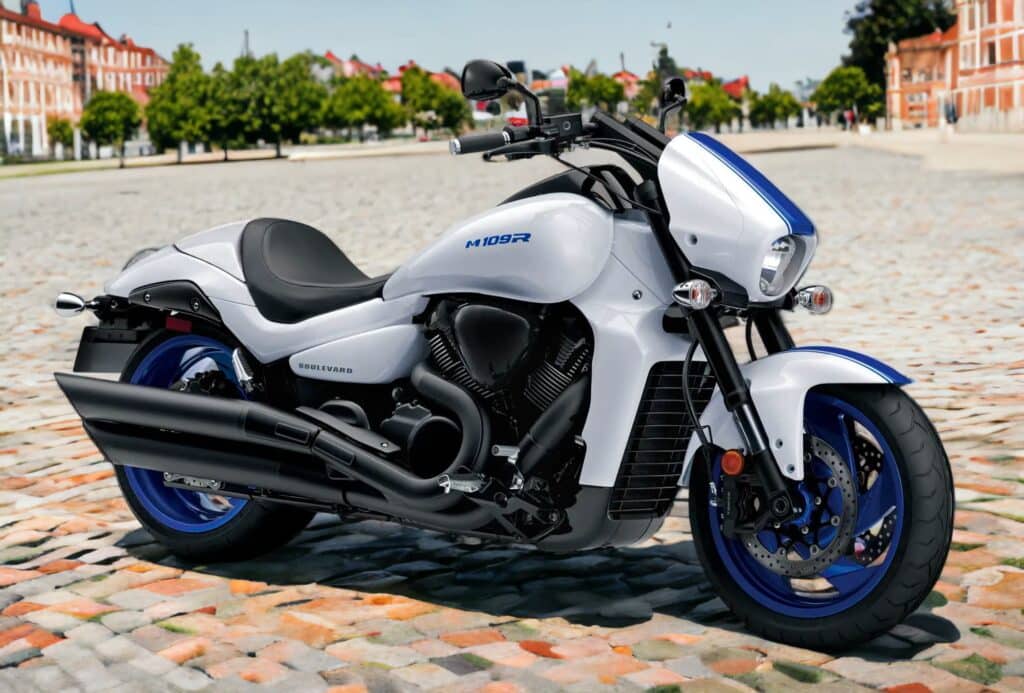 2019 Suzuki Boulevard M109r Pearl Glacier White Pearl Vigor Blue