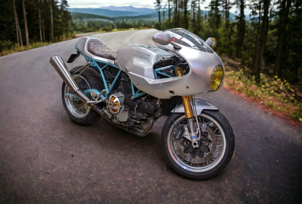 Ducati Paul Smart 1000 RHS 3-4 on country road 2k