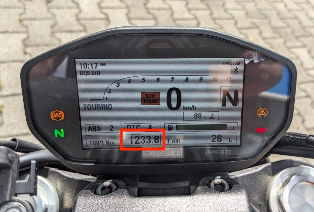 HP Motorrad final mileage after four days km