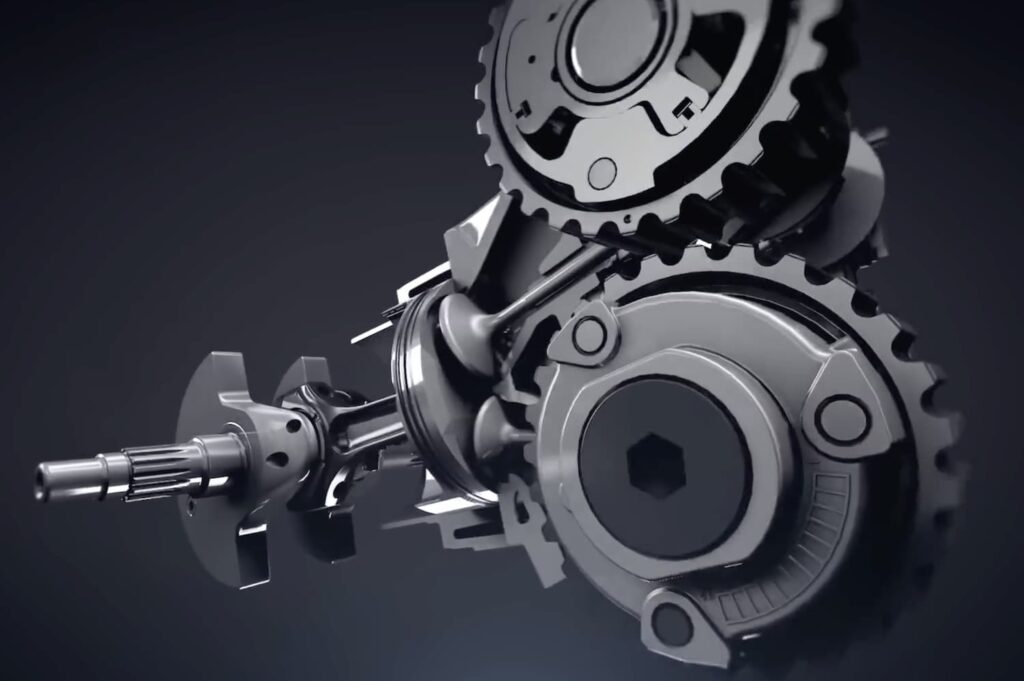 Testastretta DVT exploded view of camshafts